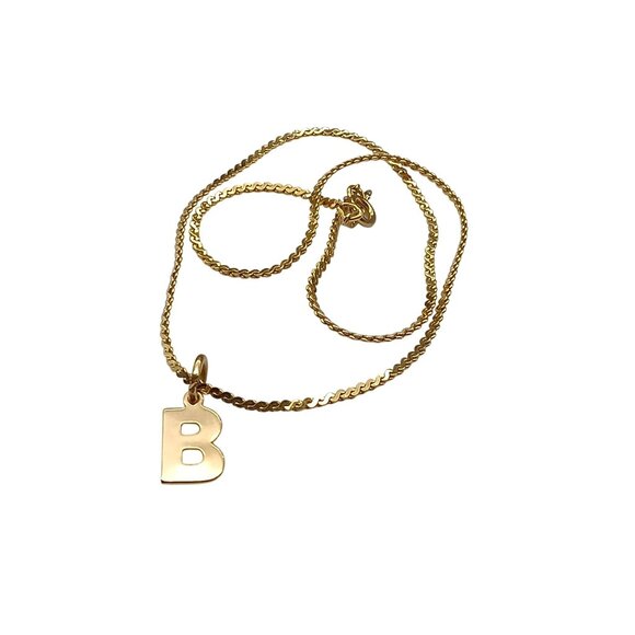 Gold-Tone Initial "B" Pendant Necklace with Choker Length Chain - Picture 2 of 2